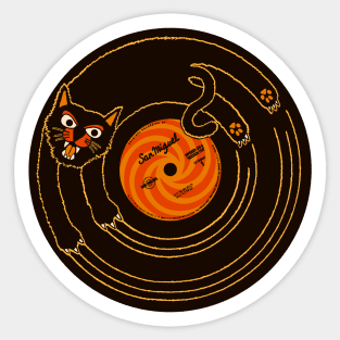 CAT SCRATCH / VINYL RECORD (brown and orange) Sticker